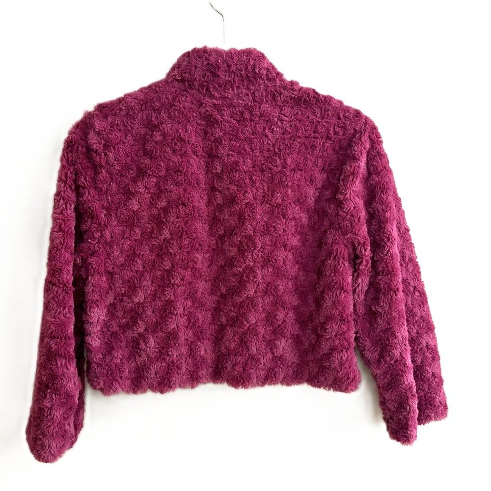Amanda Charles Faux Fur Cropped Jacket Women's Size Medium Bolero Fuschia - Picture 2 of 7